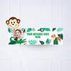 Go Wild Jungle Personalised Party Banner Yes Yes add Monkey balloon Personalised Banner