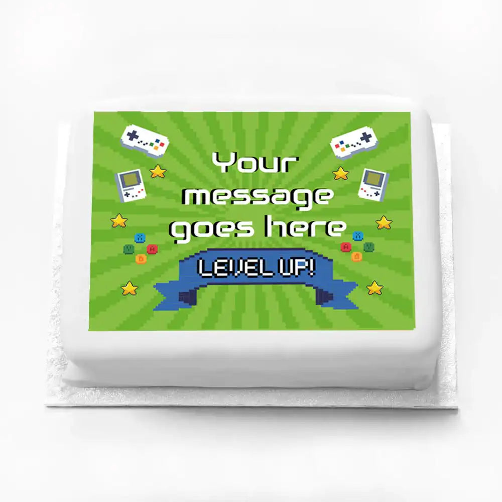 Personalised Photo Cake - Game On! Message Only Personalised Cake