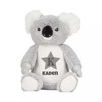 Personalised Koala Plush Soft Toy Grey Star Monster Parties