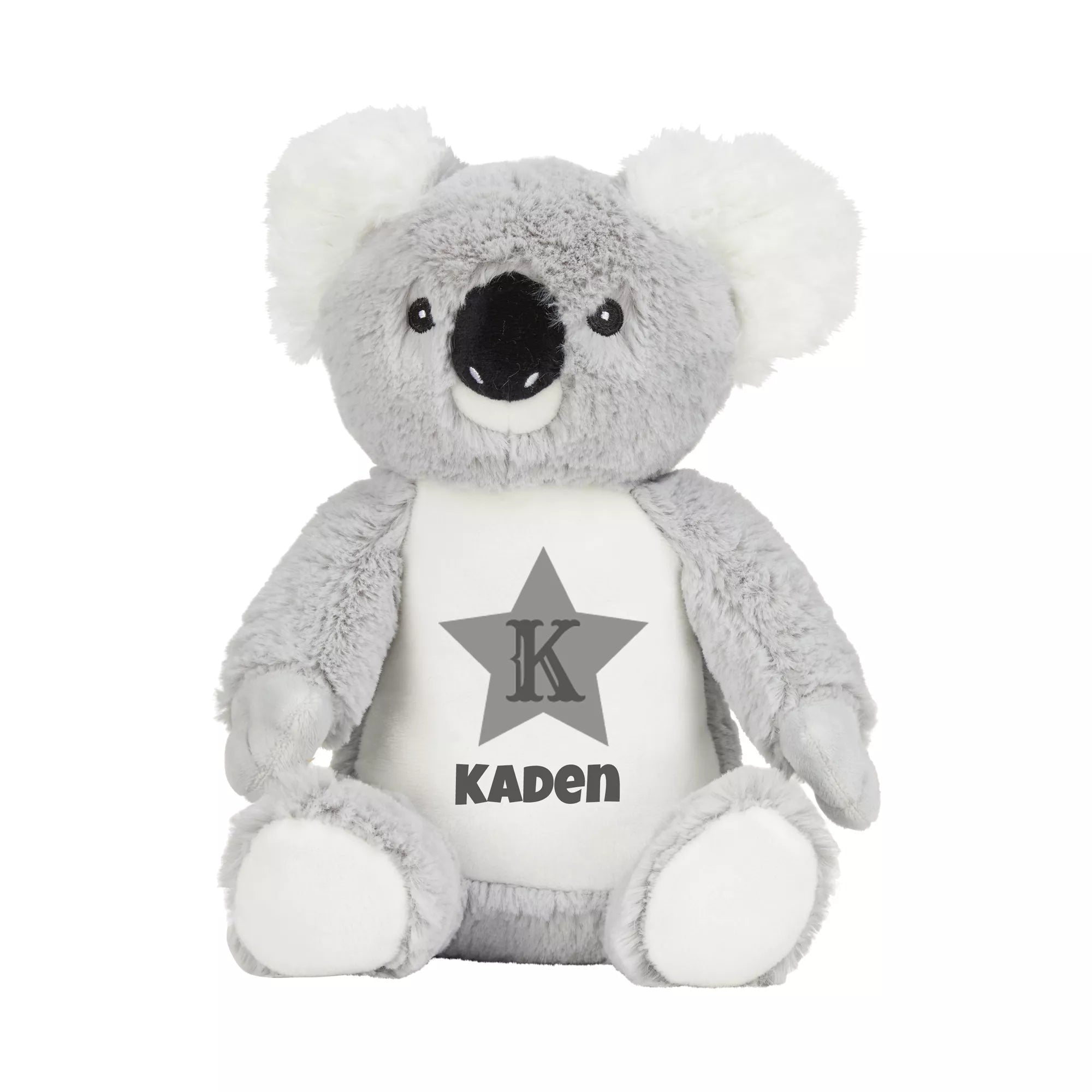Personalised Koala Plush Soft Toy Grey Star Monster Parties