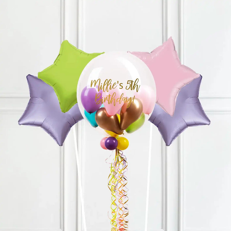 Personalised Bubble Balloon in a Box – Magical Brights 4 Extra Balloons Personalised Balloons