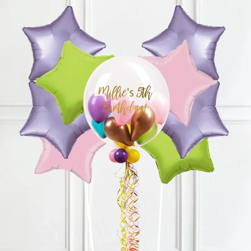 Personalised Bubble Balloon in a Box – Magical Brights 8 Extra Balloons Personalised Balloons
