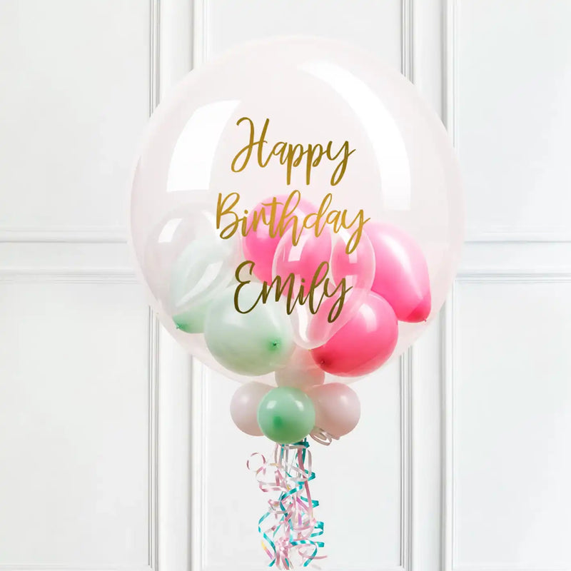 Personalised Bubble Balloon in a Box – Marshmallow None Personalised Balloons