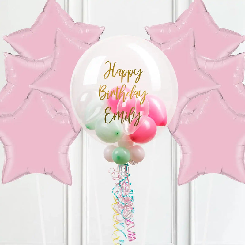 Personalised Bubble Balloon in a Box – Marshmallow 8 Extra Balloons Personalised Balloons
