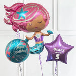Personalised Inflated Balloon Bunch - Mermaid Personalised Balloons