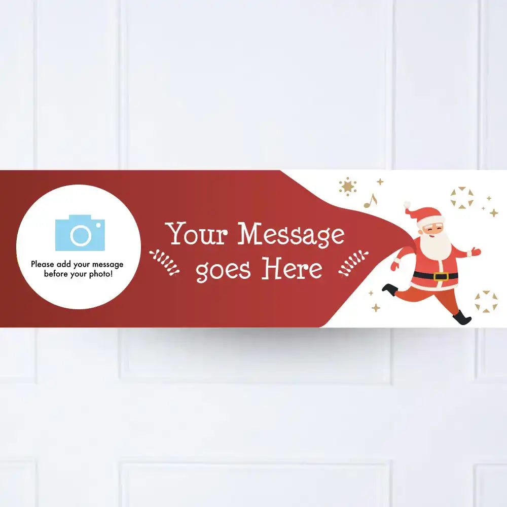 Santa on the Run Personalised Party Banner Yes Personalised Banner