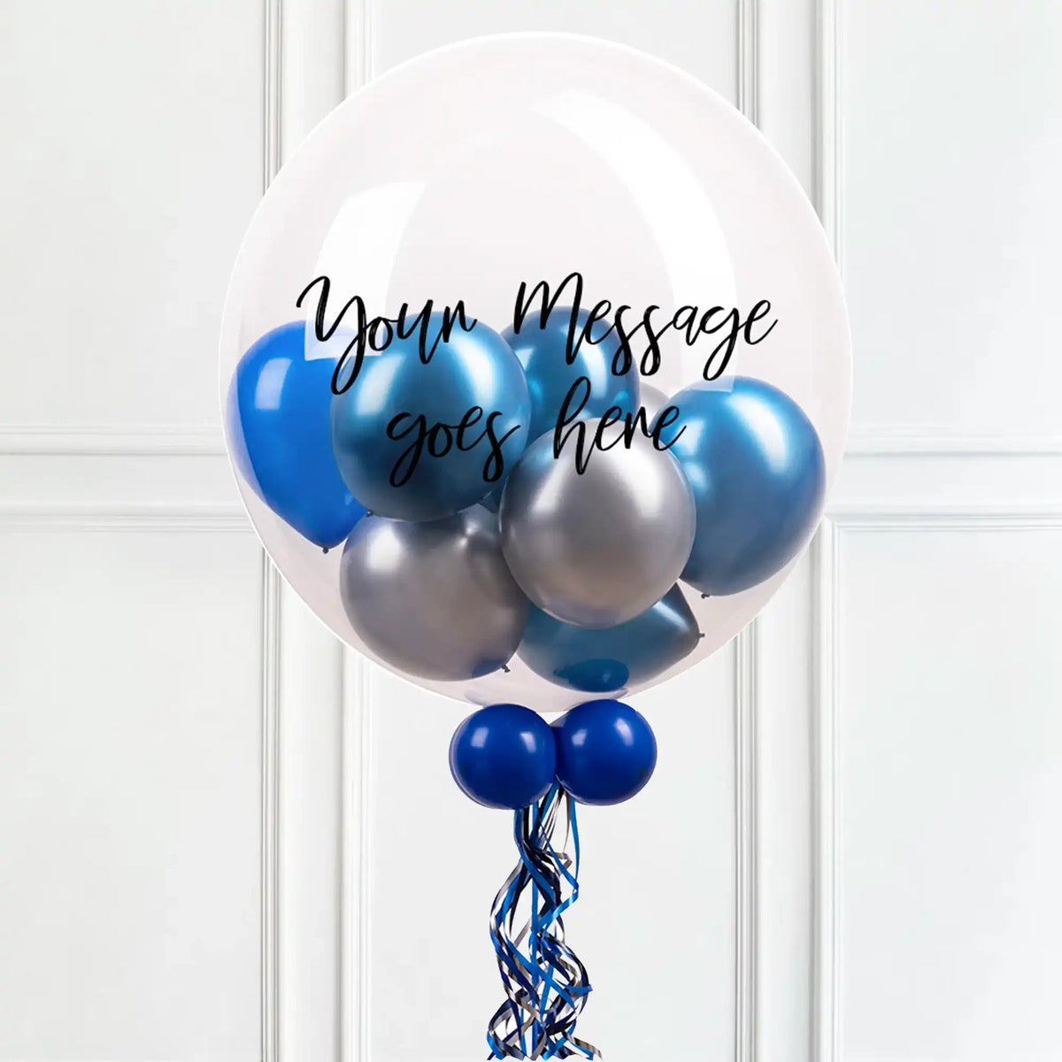 Personalised Bubble Balloon in a Box – Midnight Blue
