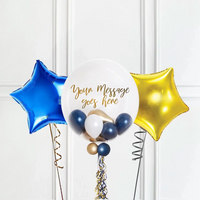 Personalised Bubble Balloon in a Box - Navy Luxe 2 Extra Balloons Personalised Balloons