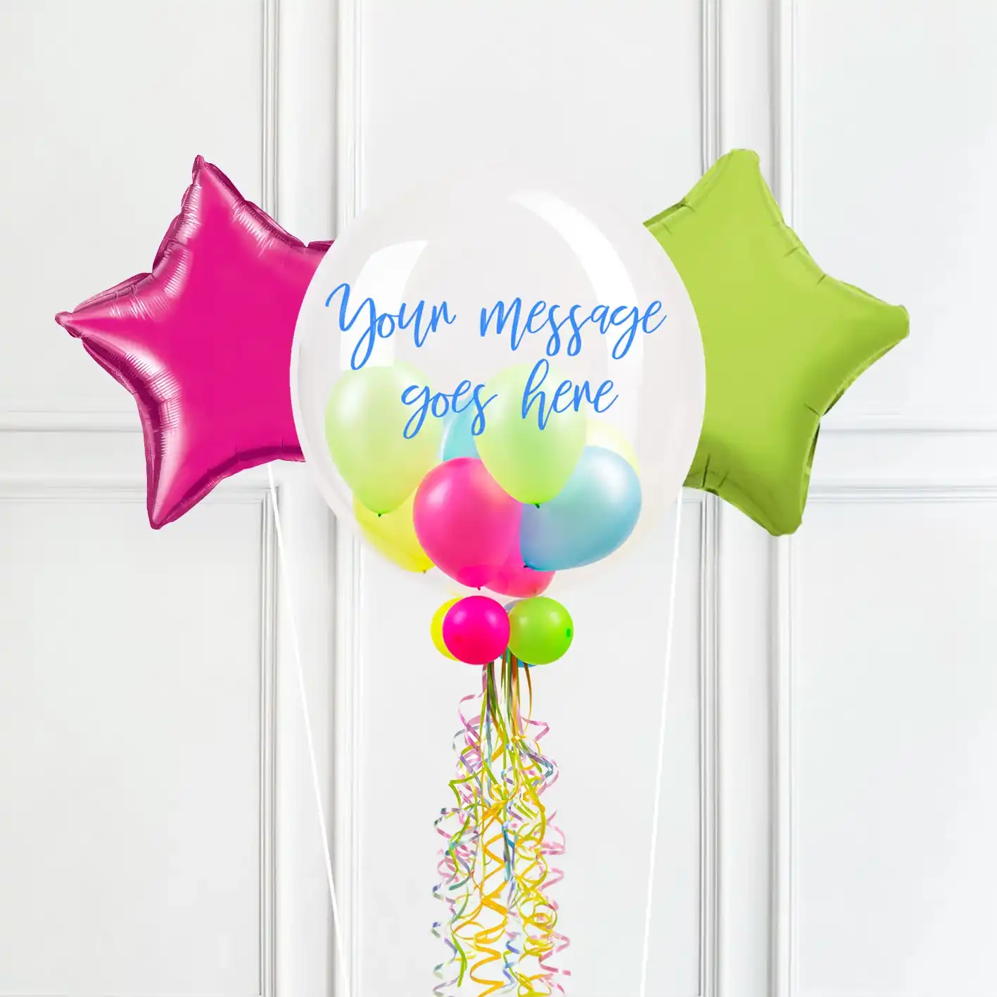 Personalised Bubble Balloon in a Box – Neon 2 Extra Balloons Personalised Balloons