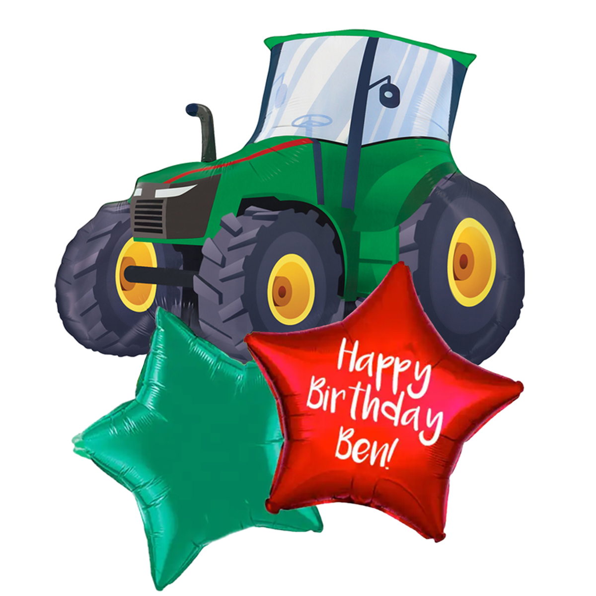 Personalised Inflated Balloon Bunch - Tractor Personalised Balloons