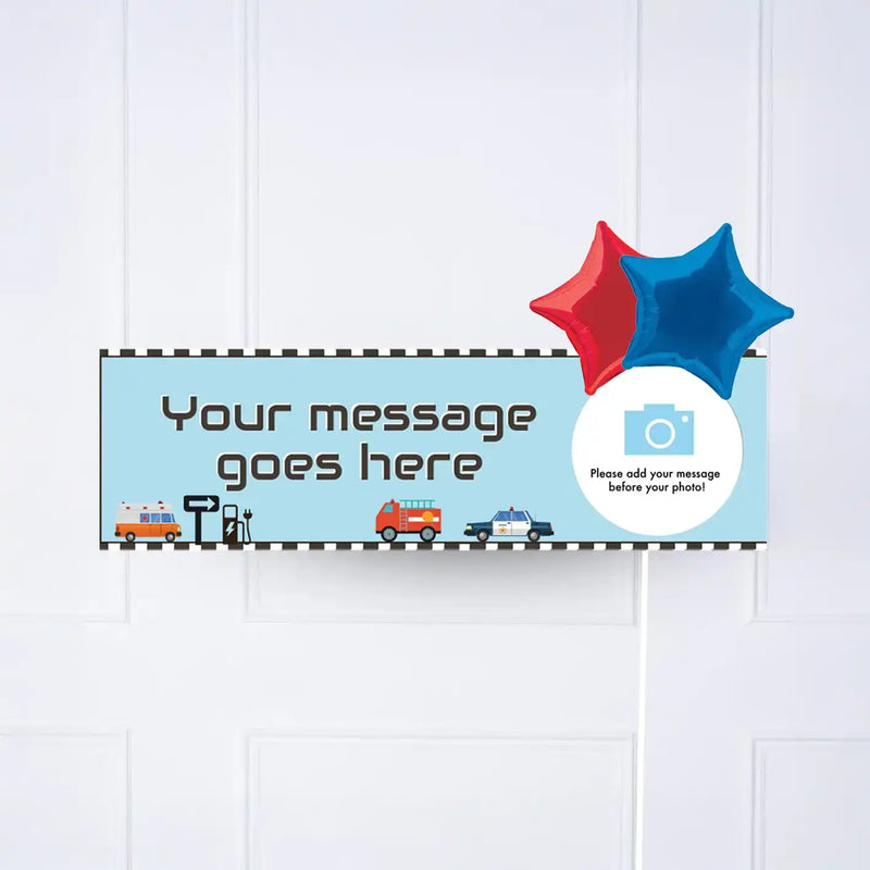 On The Road Personalised Party Banner Yes 2 Balloons Personalised Banner