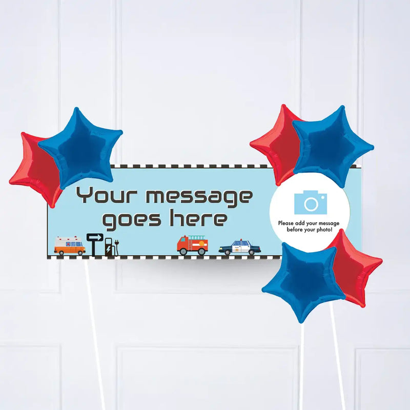 On The Road Personalised Party Banner Yes 6 Balloons Personalised Banner