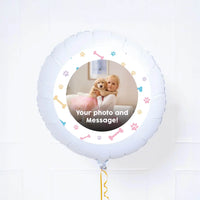 Personalised Pet Photo Balloon - Pastel Bone & Paws Personalised Balloons