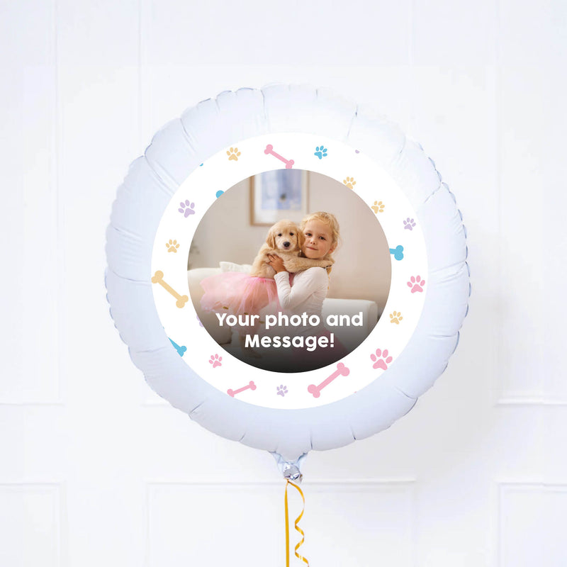 Personalised Pet Photo Balloon - Pastel Bone & Paws