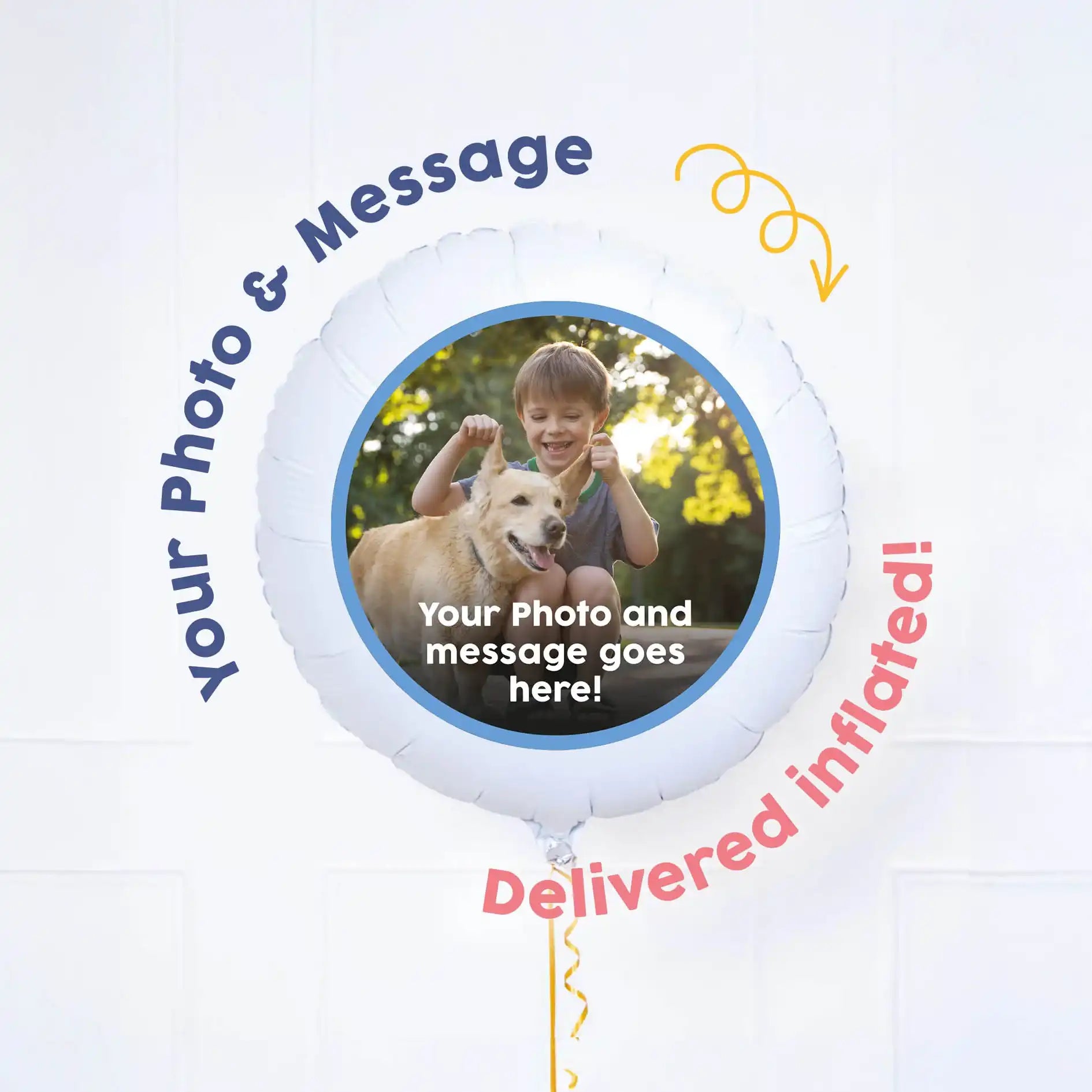 Personalised Pet Photo Balloon - Pink or Blue Outlined Blue Personalised Balloons