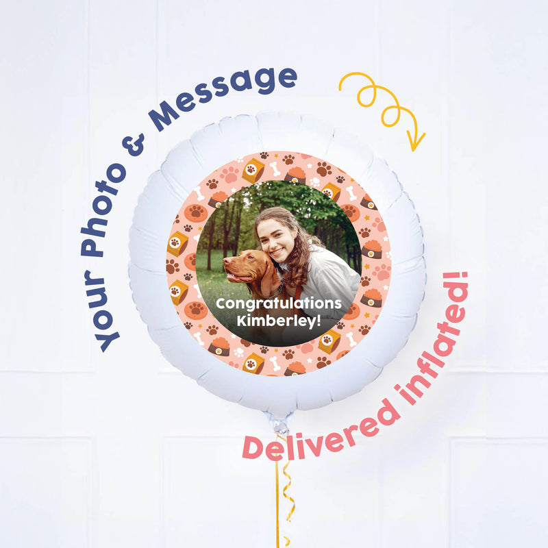 Personalised Pet Photo Balloon - Brown Bones and Paws