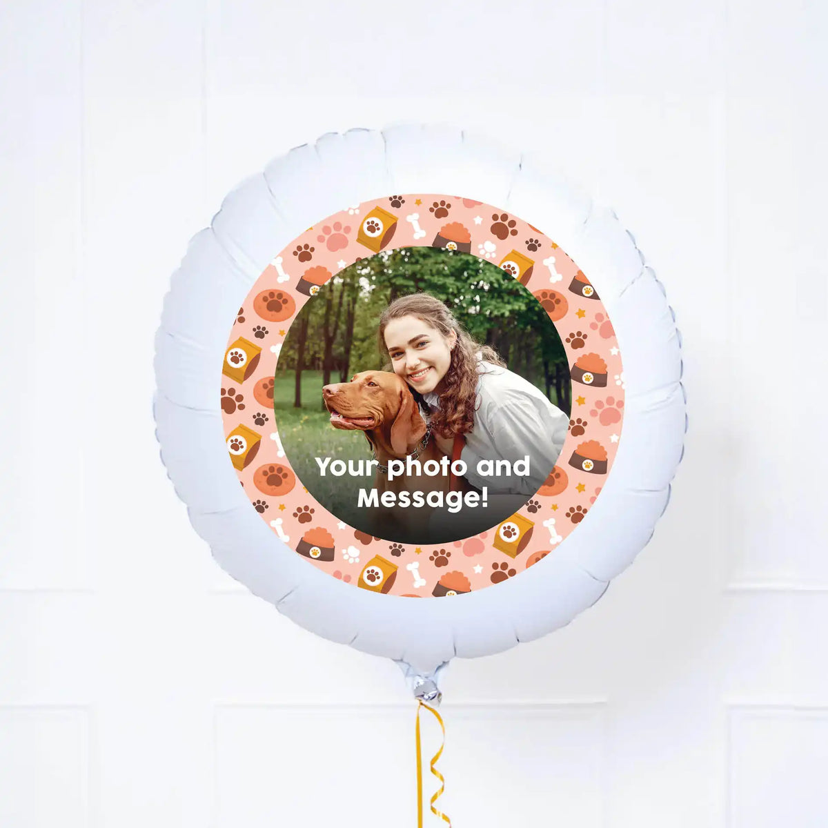Personalised Pet Photo Balloon - Brown Bones and Paws Personalised Balloons