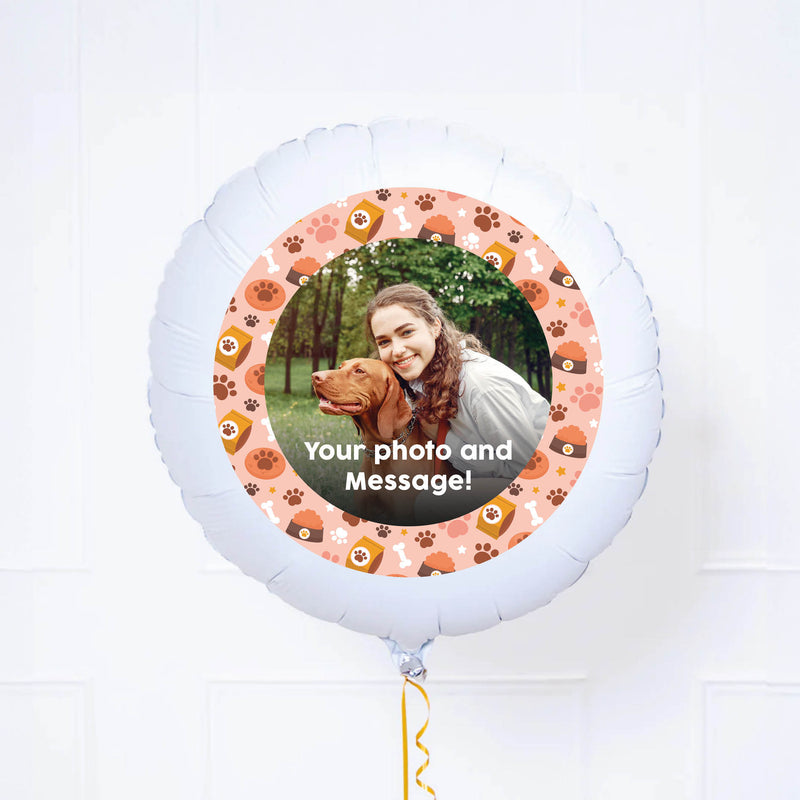 Personalised Pet Photo Balloon - Brown Bones and Paws