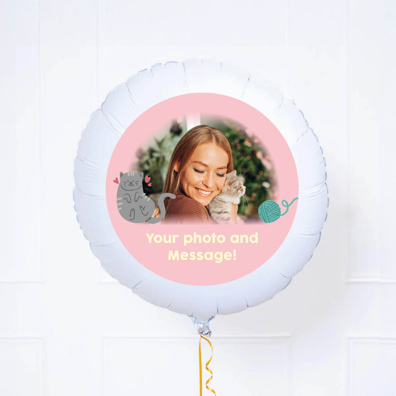 Personalised Pet Photo Balloon - Pink Cat