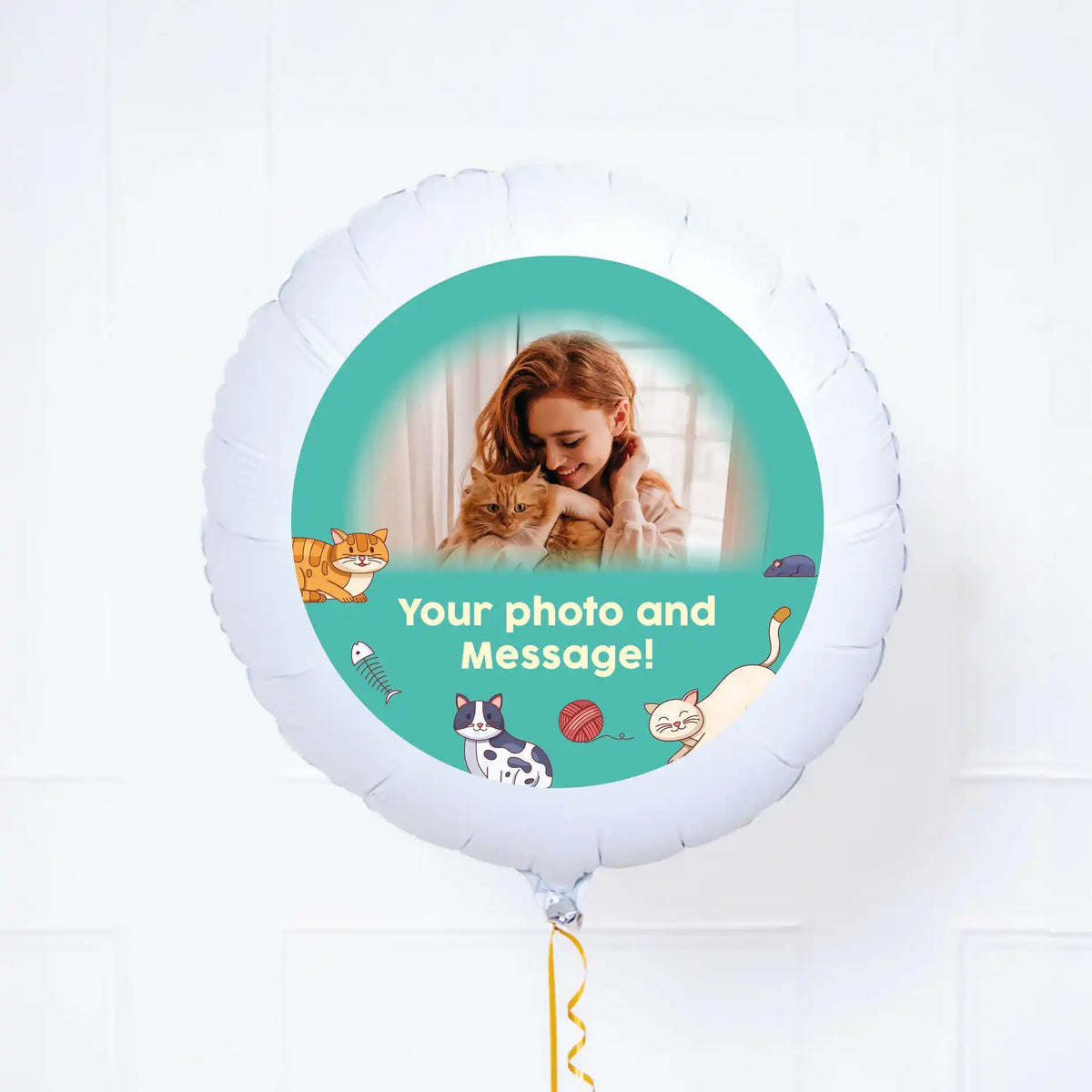 Personalised Pet Photo Balloon - Green Cats Personalised Balloons