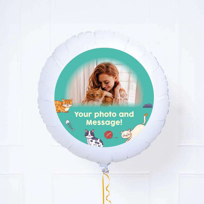 Personalised Pet Photo Balloon - Green Cats