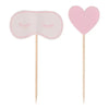 Pink Eye Mask & Heart Shaped Cupcake Toppers (x12) Kids Party