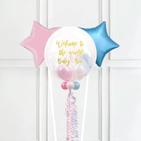 Personalised Bubble Balloon in a Box – Pastel Baby Mini Balloons 2 Extra Balloons Personalised Balloons