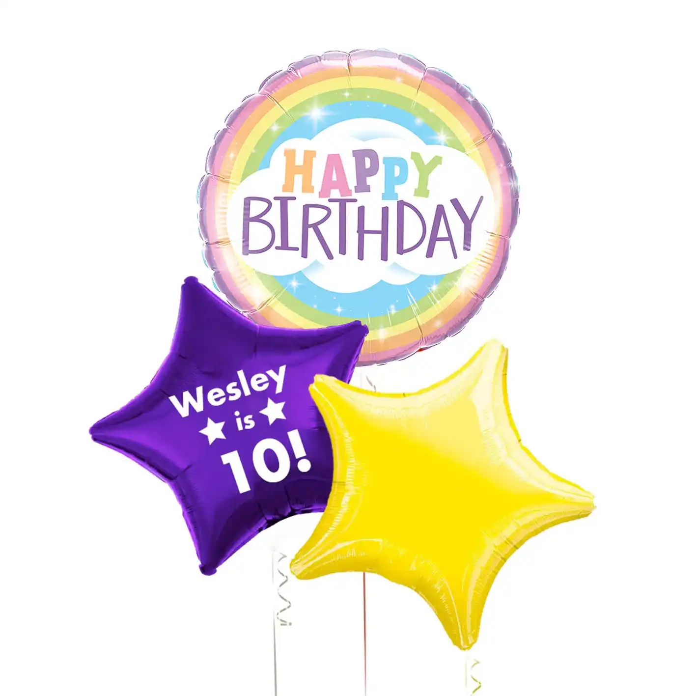Personalised Inflated Balloon Bunch - Retro Foil Personalised Balloons