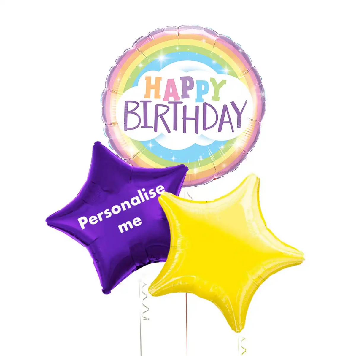 Personalised Inflated Balloon Bunch - Retro Foil Personalised Balloons