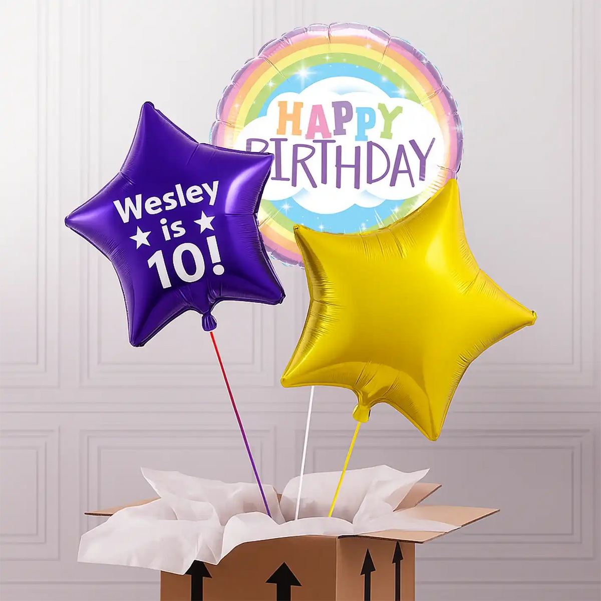 Personalised Inflated Balloon Bunch - Retro Foil Personalised Balloons