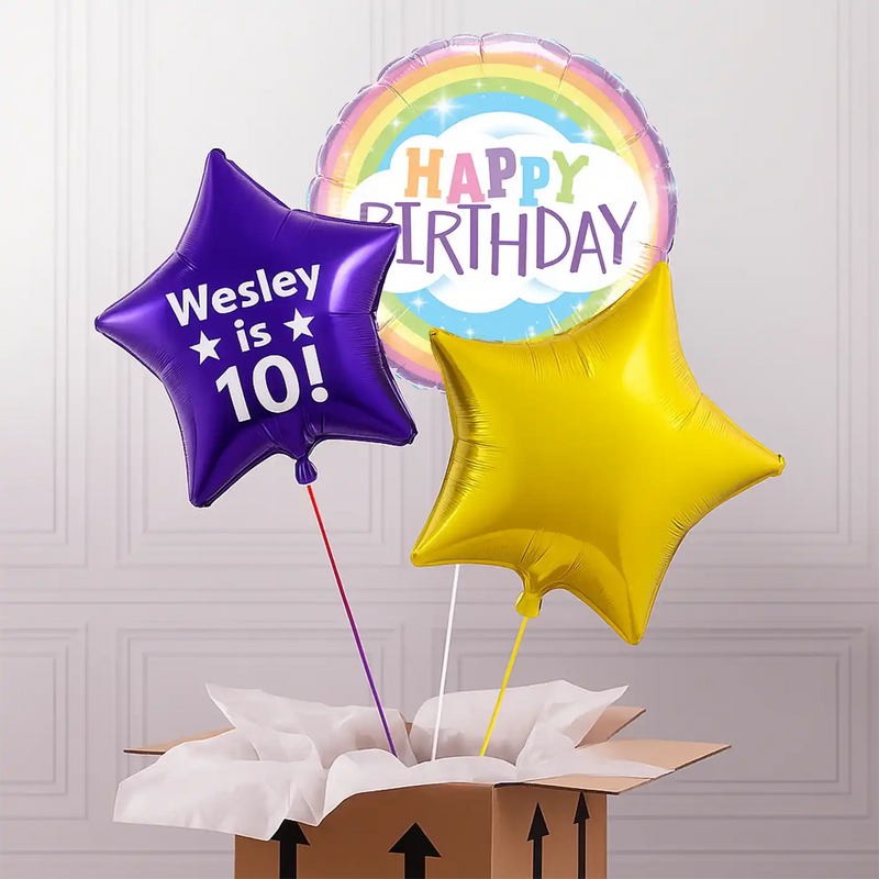 Personalised Inflated Balloon Bunch - Retro Foil Personalised Balloons