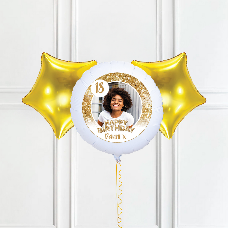 Personalised Photo Balloon - Any Age Birthday: White Lustre