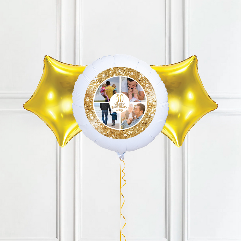 Personalised Photo Balloon - Any Age Birthday: White Lustre