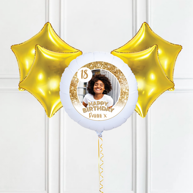 Personalised Photo Balloon - Any Age Birthday: White Lustre