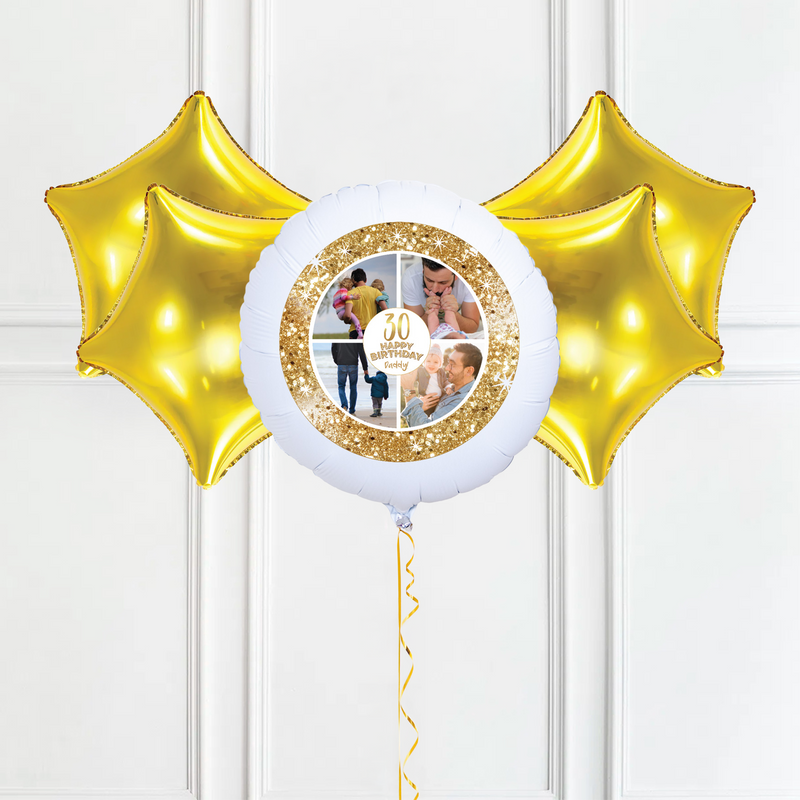 Personalised Photo Balloon - Any Age Birthday: White Lustre