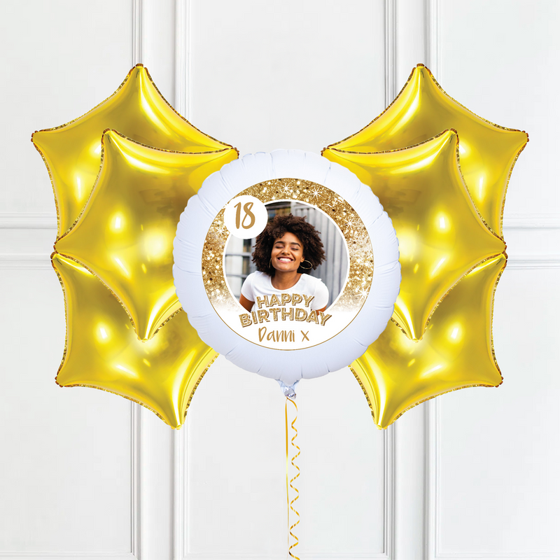 Personalised Photo Balloon - Any Age Birthday: White Lustre