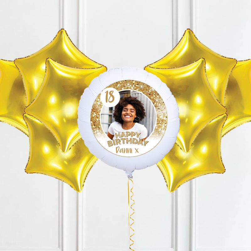 Personalised Photo Balloon - Any Age Birthday: White Lustre