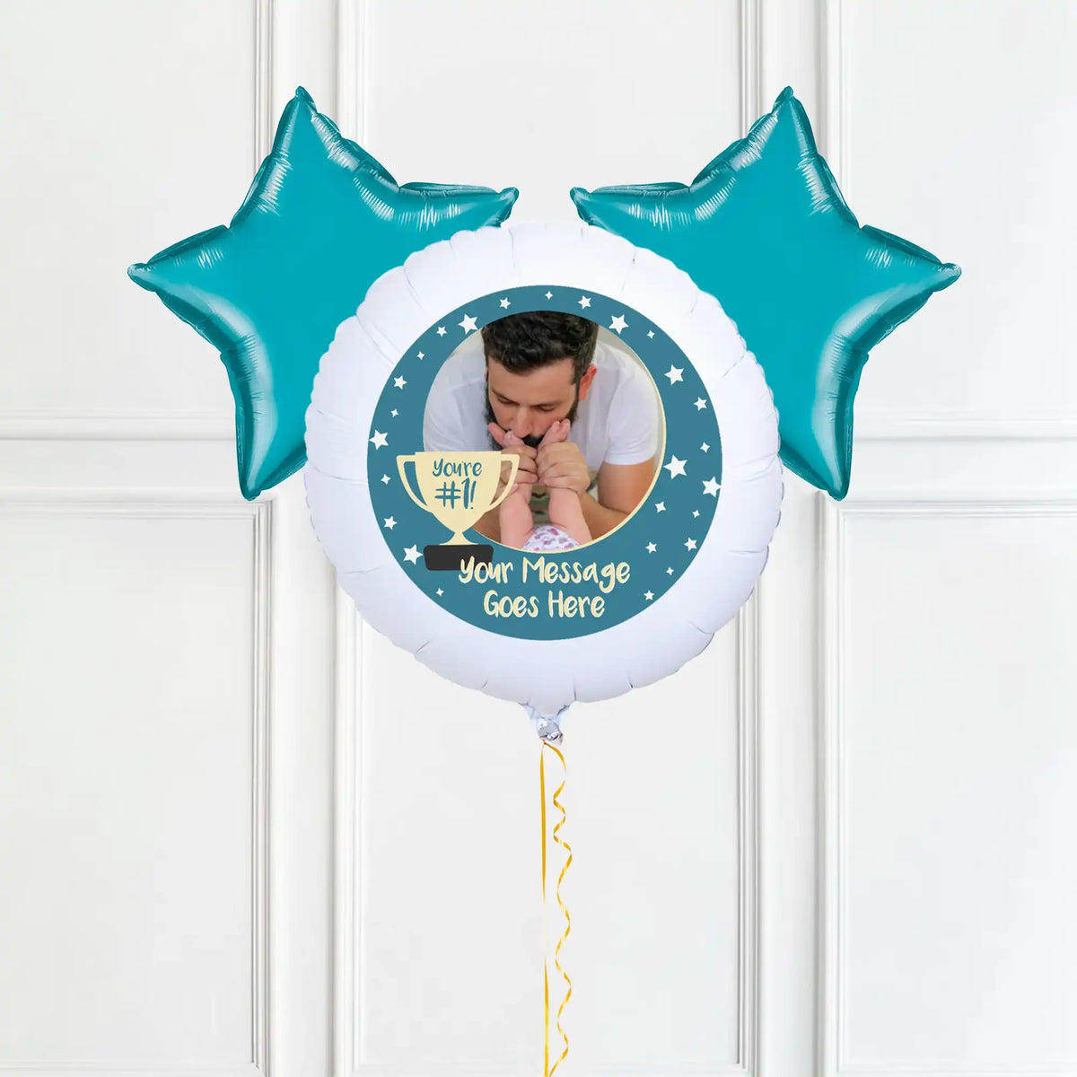 Personalised Photo Balloon - You’re Number 1: Blue Single Photo 2 Balloons Personalised Balloons