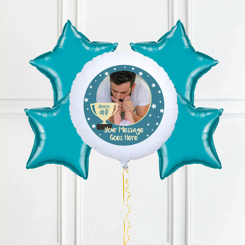 Personalised Photo Balloon - You’re Number 1: Blue Single Photo 4 Balloons Personalised Balloons