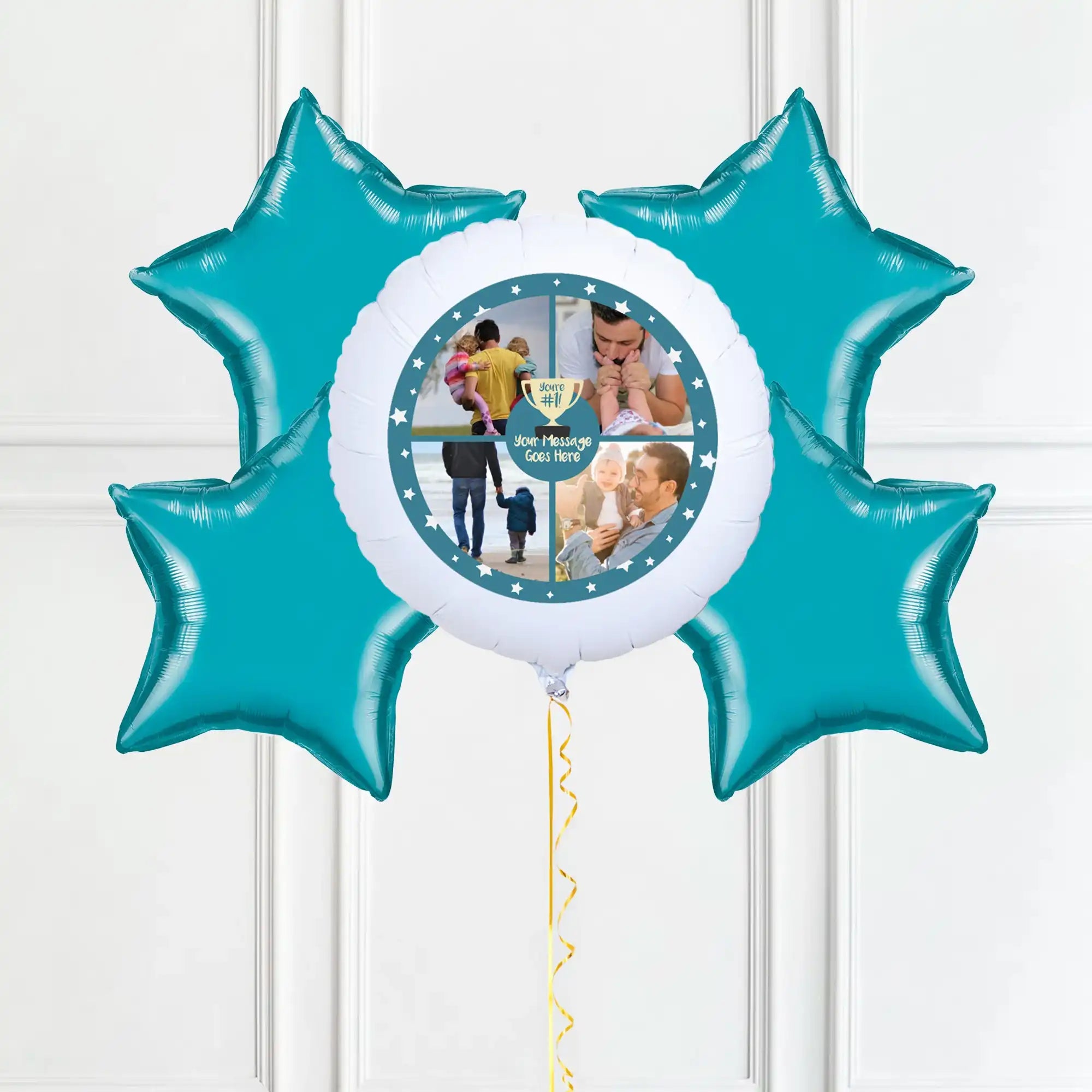 Personalised Photo Balloon - You’re Number 1: Blue Multi Photo 4 Balloons Personalised Balloons
