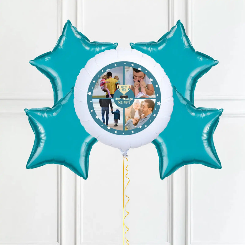 Personalised Photo Balloon - You’re Number 1: Blue Multi Photo 4 Balloons Personalised Balloons