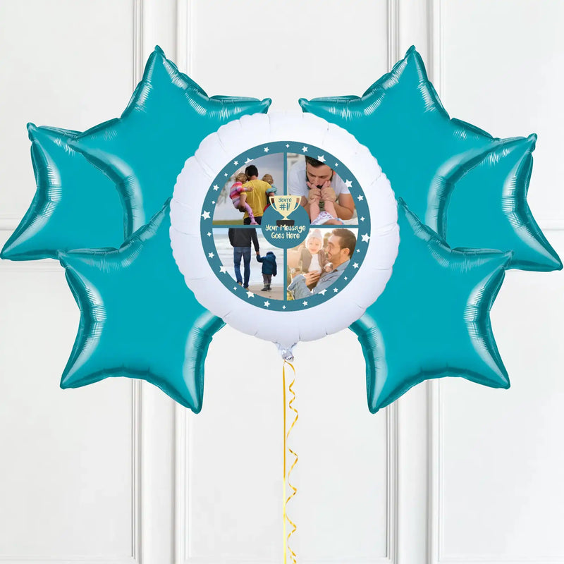 Personalised Photo Balloon - You’re Number 1: Blue Multi Photo 6 Balloons Personalised Balloons