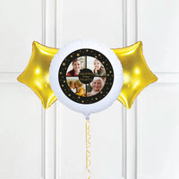 Personalised Photo Balloon – Black & Gold Stars Multi Photo 2 Balloons Personalised Balloons