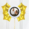 Personalised Photo Balloon – Black & Gold Stars Single Photo 6 Balloons Personalised Balloons