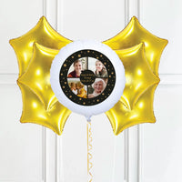Personalised Photo Balloon – Black & Gold Stars Multi Photo 6 Balloons Personalised Balloons