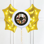 Personalised Photo Balloon – Black & Gold Stars