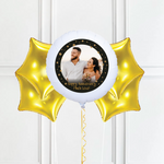 Personalised Photo Balloon – Black & Gold Stars
