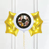 Personalised Photo Balloon – Black & Gold Stars Multi Photo 4 Balloons Personalised Balloons