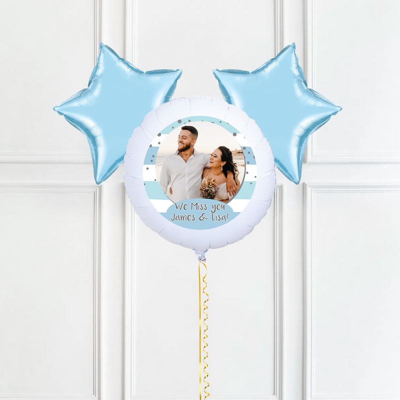 Personalised Photo Balloon – Blue Stripes
