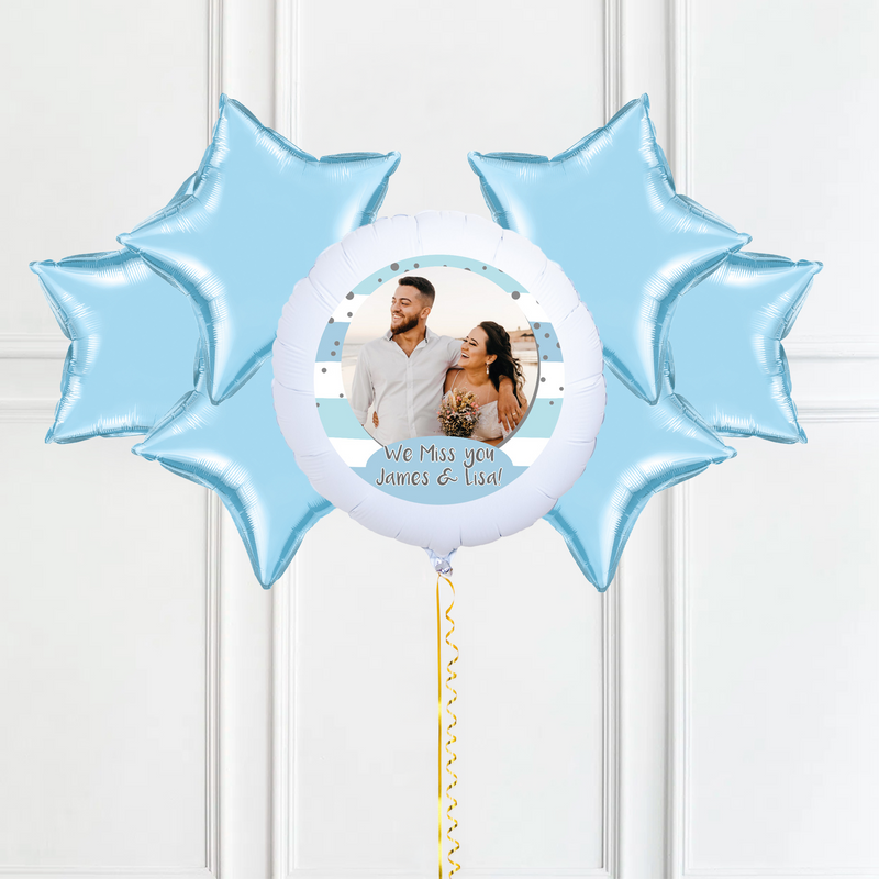 Personalised Photo Balloon – Blue Stripes